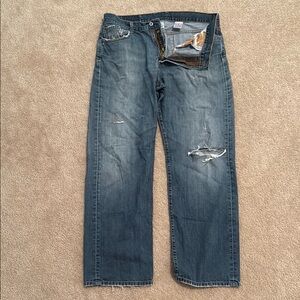 Lucky Brand Blue Relaxed Fit Jeans with Distressed Details